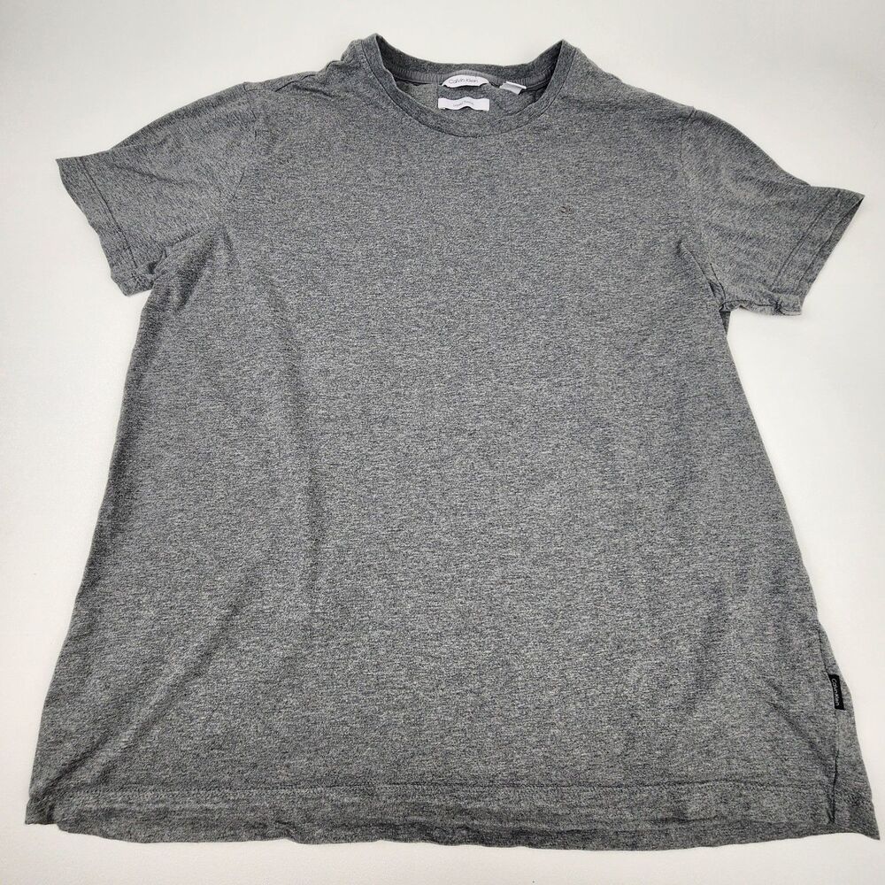 Calvin Klein Liquid Touch Gray Short Sleeve T-Shirt Embroidered Logo Men's L